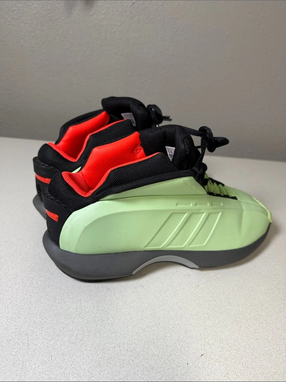 adidas Men's Sneakers Black and Neon Green with Red Accents